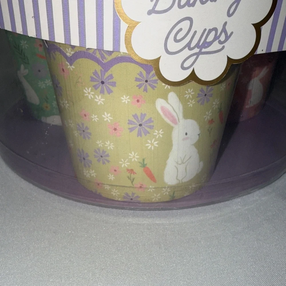 Set of 48 Floral Bunny Baking Cups Set Easter